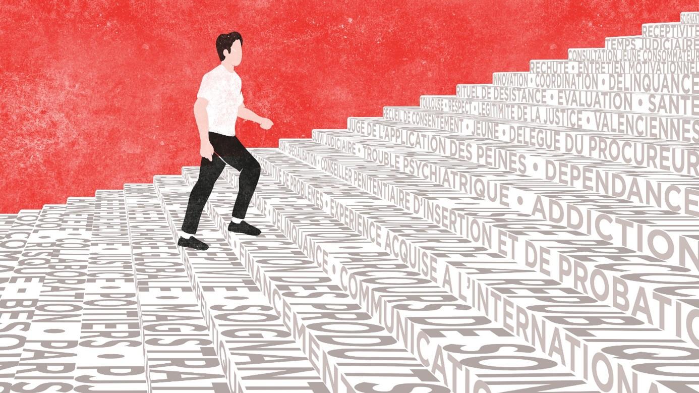 personne montant des escaliers